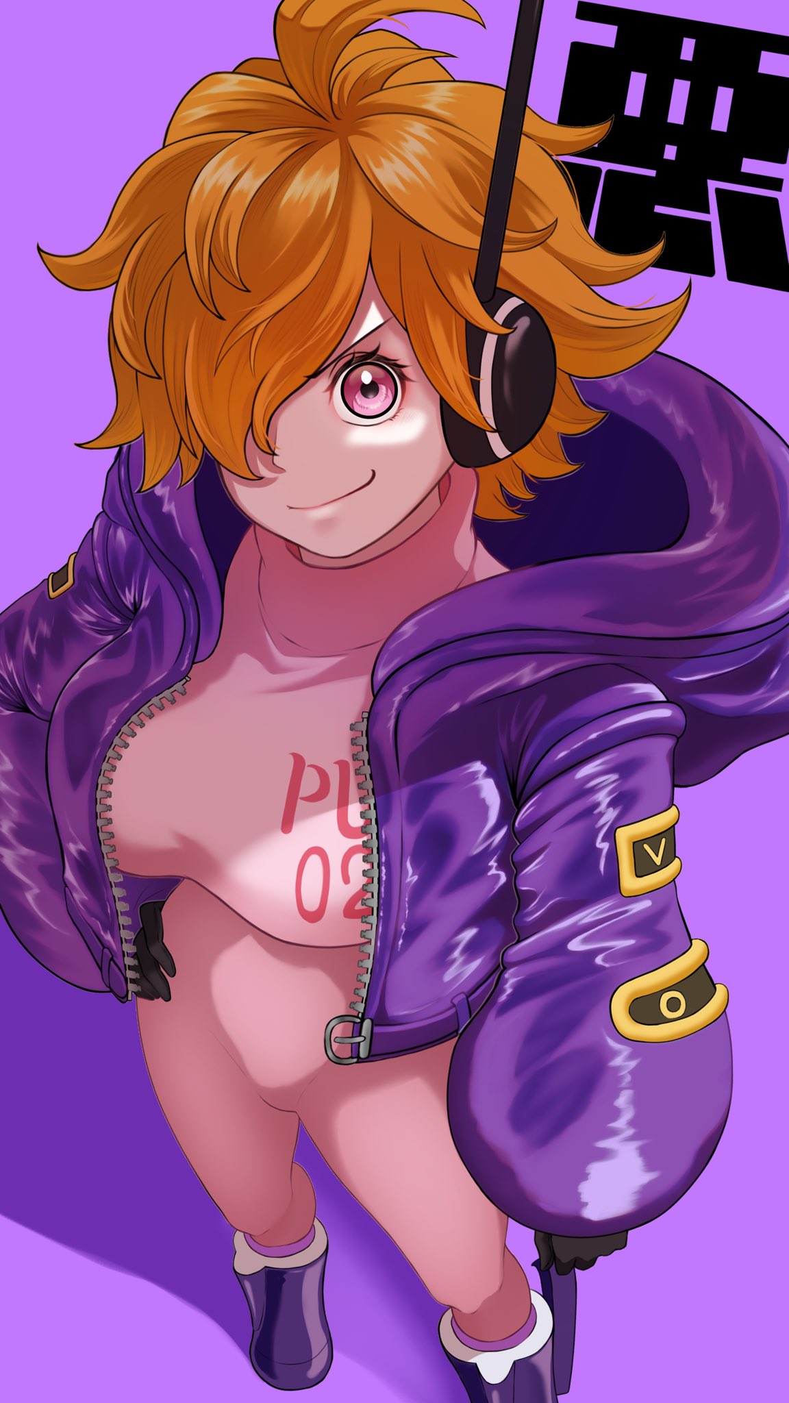 1girl, black_gloves, bodysuit, closed_mouth, commentary_request, earpiece, english_commentary, gloves