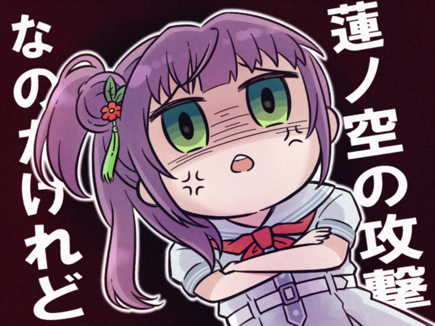 1girl, akihitohappy, anger_vein, black_background, chibi, chibi_only, choborau_nyopomi_(style), commentary_request