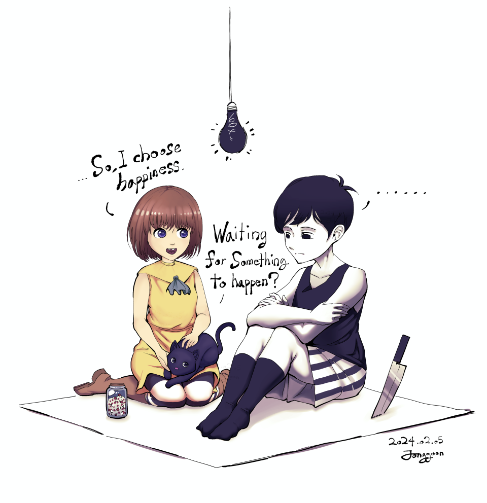 ..., 1boy, 1girl, cat, english_text, fran_bow, fran_bow_dagenhart, jar