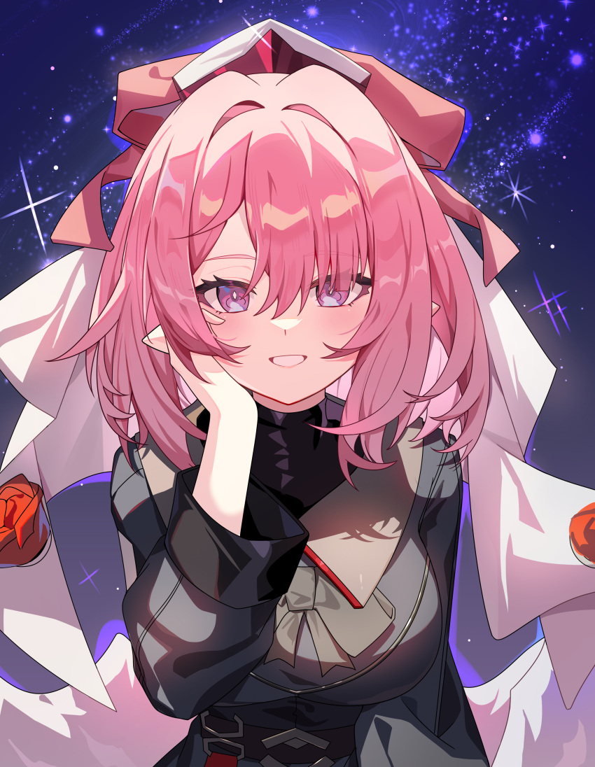 1girl, absurdres, angel_wings, black_coat, bow, breasts, chinese_commentary, coat