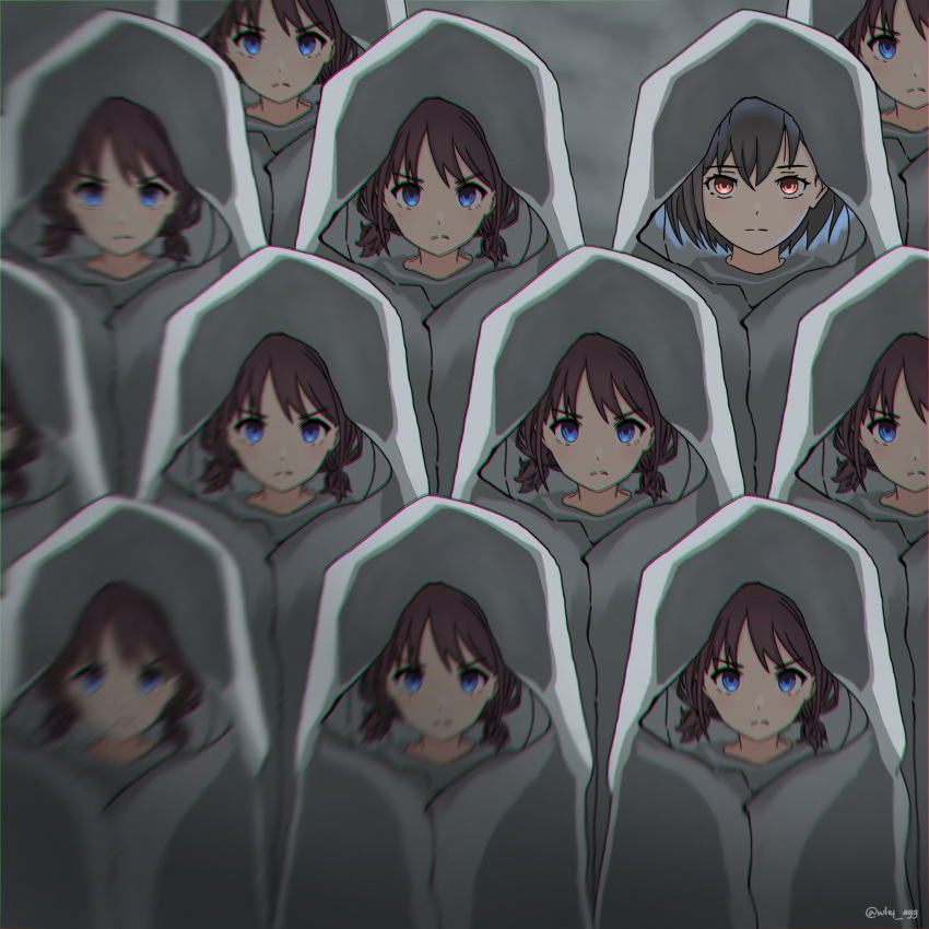 6+girls, a_whydc, bang_dream!, bang_dream!_it's_mygo!!!!!, blue_eyes, chromatic_aberration, clone, closed_mouth