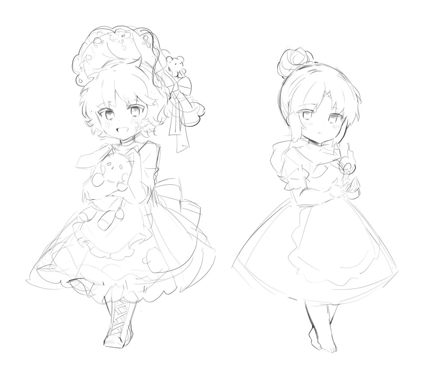 2girls, alternate_costume, animification, apex_legends, apron, barefoot, boots, chinese_commentary
