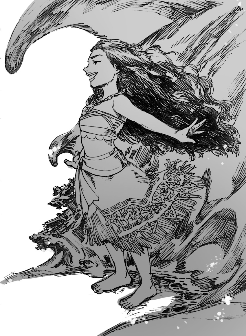 1girl, animification, barefoot, closed_eyes, disney, eyelashes, from_side, full_body