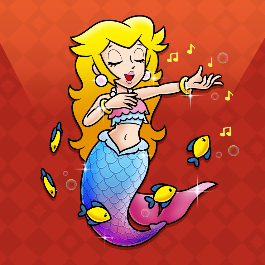 1girl, absurdres, argyle_background, bikini, bikini_top_only, blonde_hair, blue_bikini, blue_scales