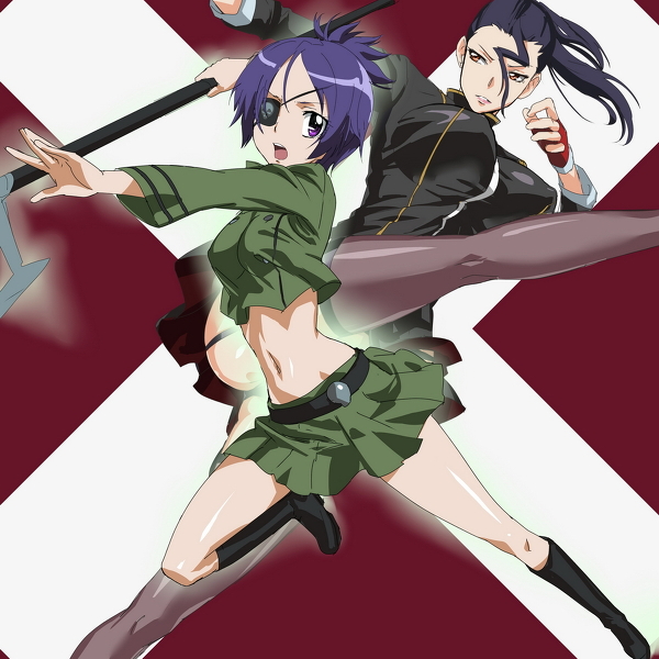black_hair, boots, chrome_dokuro, eye_patch, katekyo_hitman_reborn, pony_tail, purple_hair, red_eyes