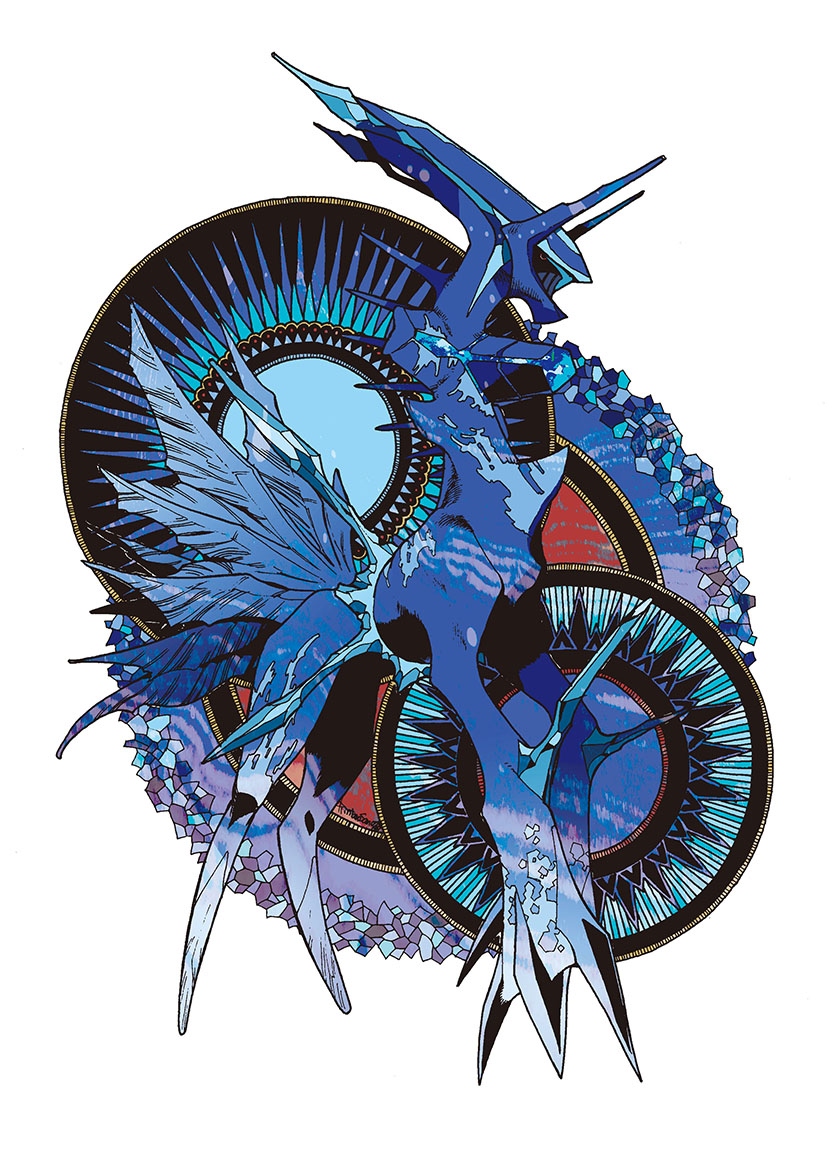 alternate_form, black_sclera, blue_gemstone, blue_skin, colored_sclera, colored_skin, crystal, dialga