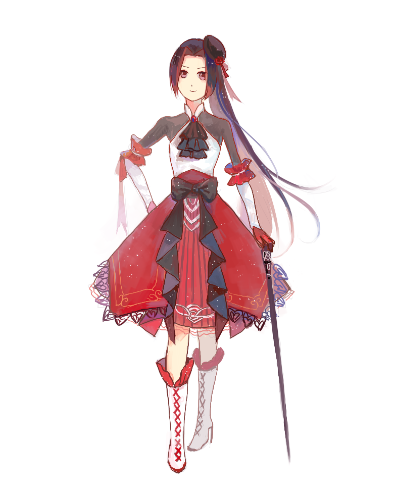 1girl, ascot, bad_bcy_id, bad_id, black_ascot, black_bow, black_hat, black_shirt