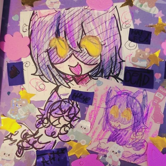 cute, mochi(spookycatzzz), orange_eyes, purple_hair, raccoon_ears, raccoon_girl, raccoon_tail, spookycatzzz