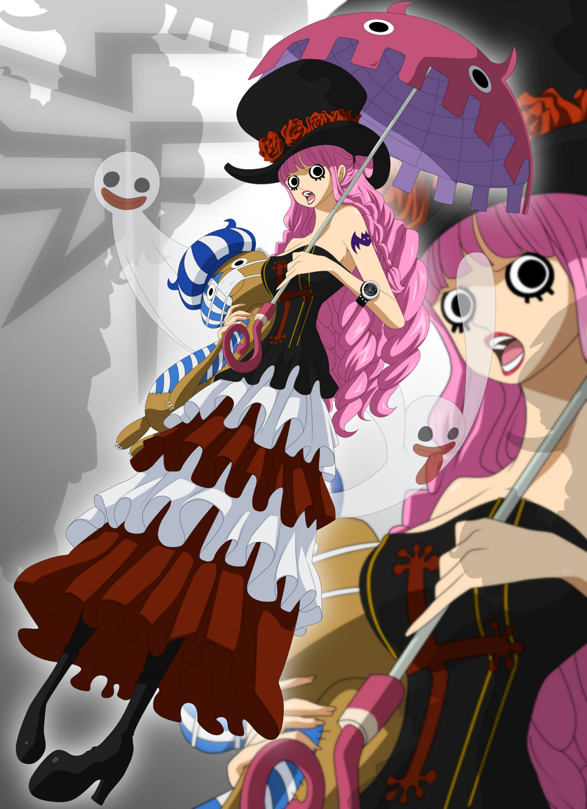 black_eyes, dress, edit, gothic, hat, one_piece, perona, photoshop