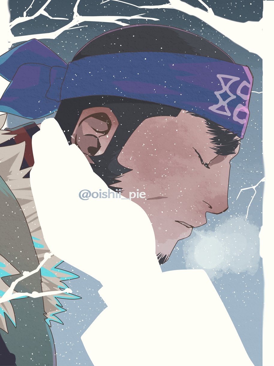 1boy, ainu_clothes, beard_stubble, black_hair, buzz_cut, caressing_cheek, closed_eyes, comforting