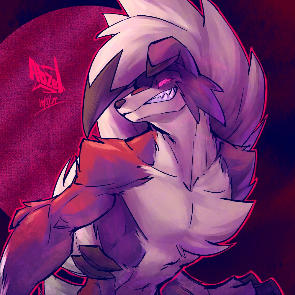 1boy, black_fur, clenched_teeth, dated, furry, glowing, glowing_eyes, iamblz_twt