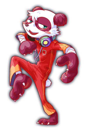 aqua_eyes, arm_wrap, artist_request, barefoot, blush_stickers, brown_fur, cel_shading, chen_lee_(crash_fever)