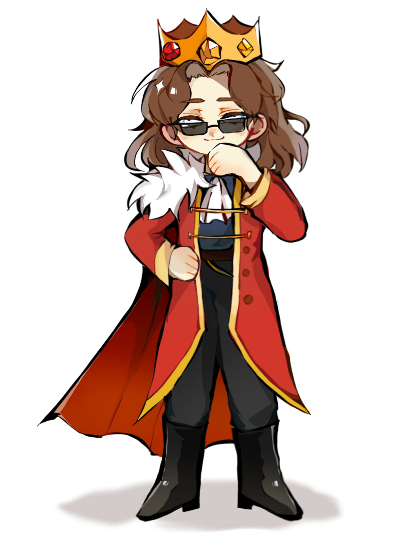 1other, androgynous, animification, black_footwear, boots, brown_hair, chinese_commentary, commentary_request