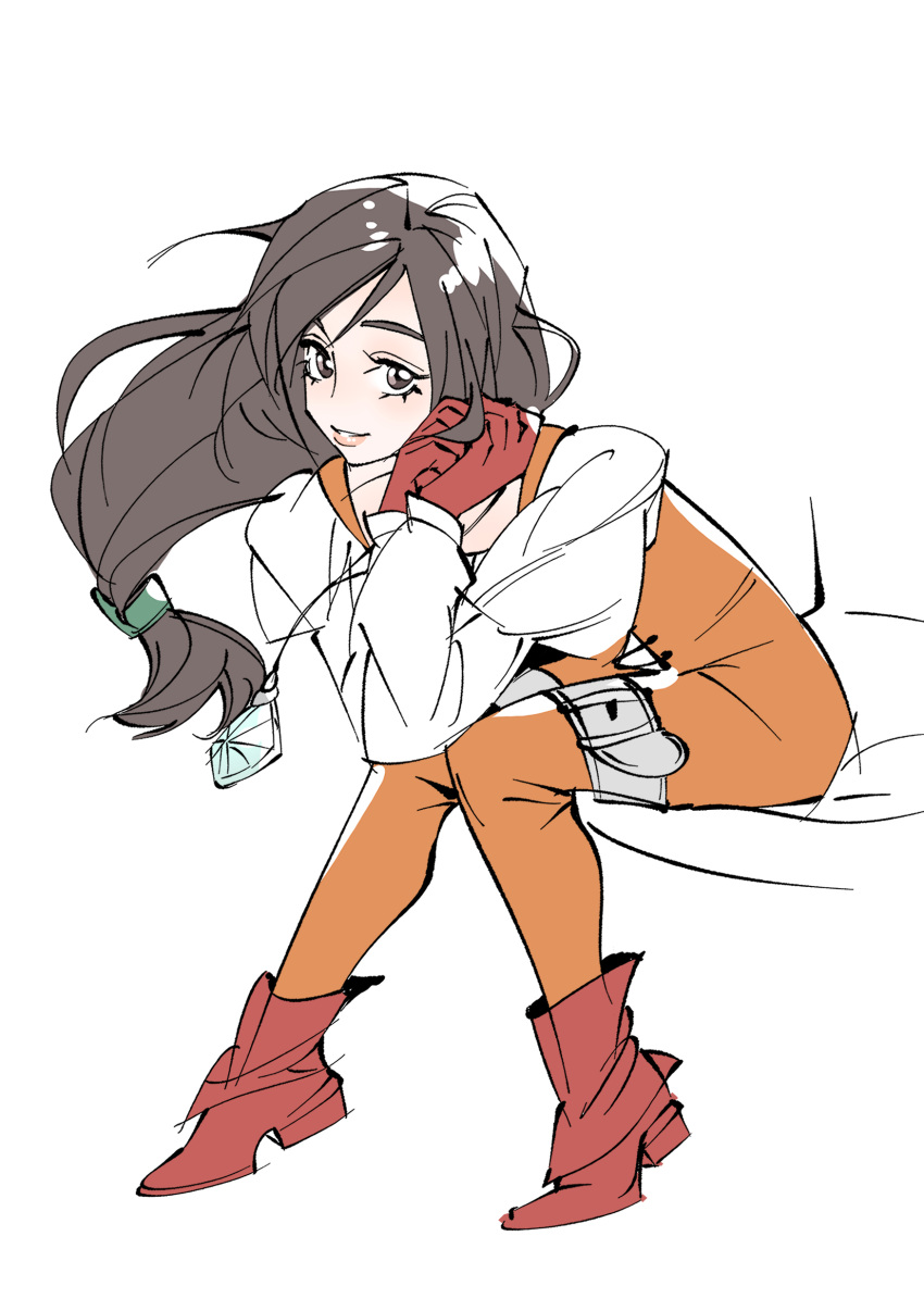 1girl, absurdres, bodysuit, boots, brown_eyes, brown_hair, final_fantasy, final_fantasy_ix