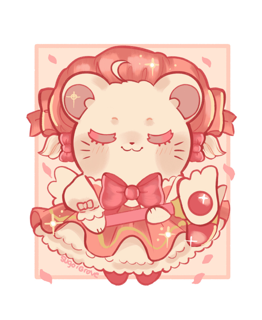 1girl, :3, animal_ears, artist_name, blush_stickers, bow, cardcaptor_sakura, chibi