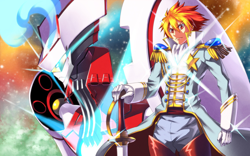 highres, male, mecha, multicolored_hair, shingo_(picturepuzzle), shingo_(pixiv), sparkle, star_driver