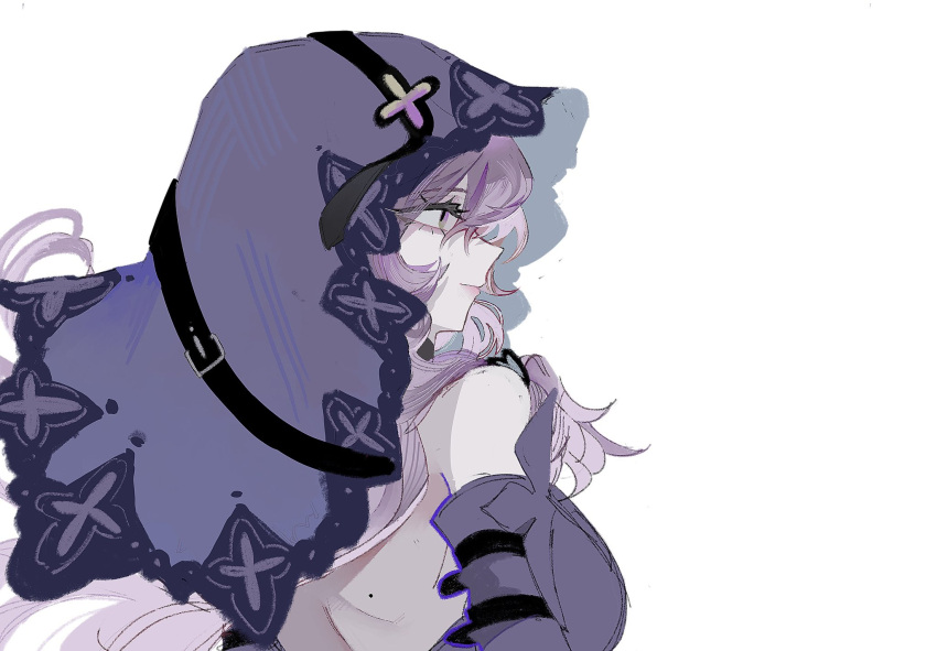 1girl, bare_shoulders, belt, belt_buckle, black_belt, black_swan_(honkai:_star_rail), buckle, detached_sleeves