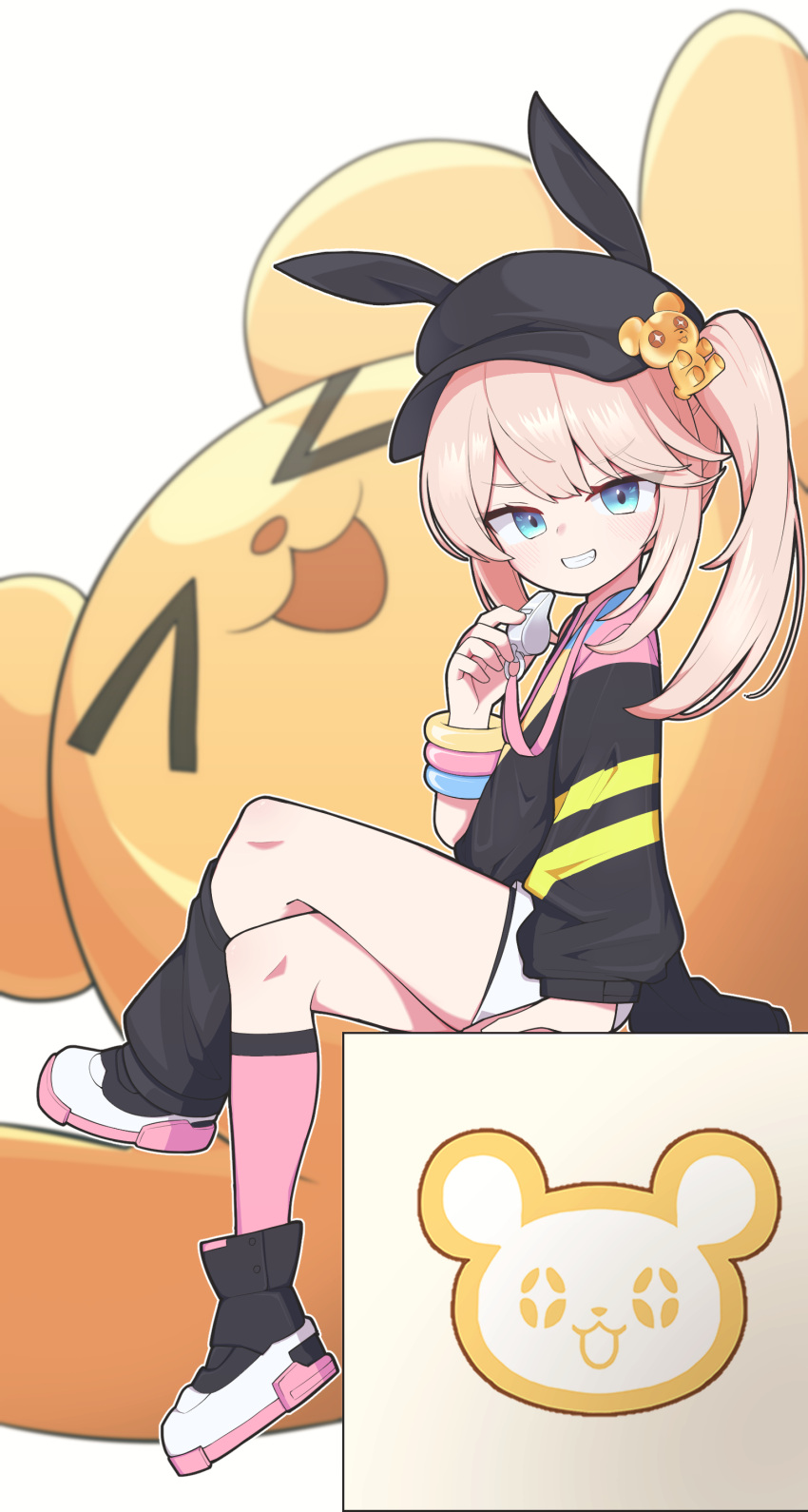 1girl, absurdres, black_survival, blonde_hair, eternal_return:_black_survival, hh, highres, kneehighs