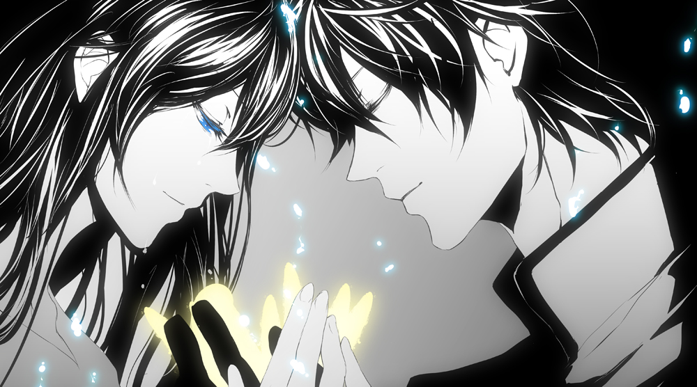 1boy, 1girl, black_hair, couple, gundam, gundam_00, long_hair, marina_ismail
