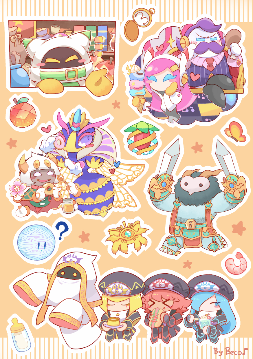 >_<, 3boys, 5girls, ?, ^_^, ahoge, animal_ears, antennae