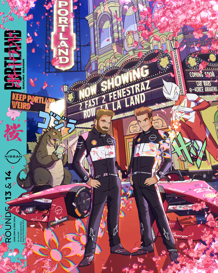 2_fast_2_furious, 2boys, beard, black_eyes, black_jumpsuit, blue_eyes, brown_eyes, brown_hair