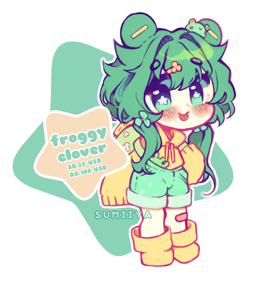 1girl, :p, adoptable, aqua_flower, artist_name, backpack, bag, bandaid