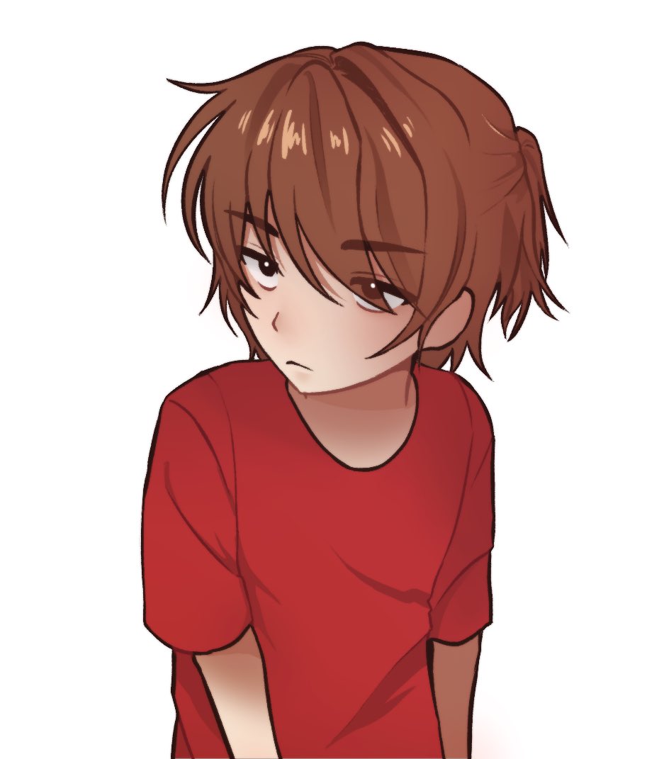 1boy, closed_mouth, commentary_request, eyes_visible_through_hair, isoi_reiji, jitome, korean_commentary, male_focus