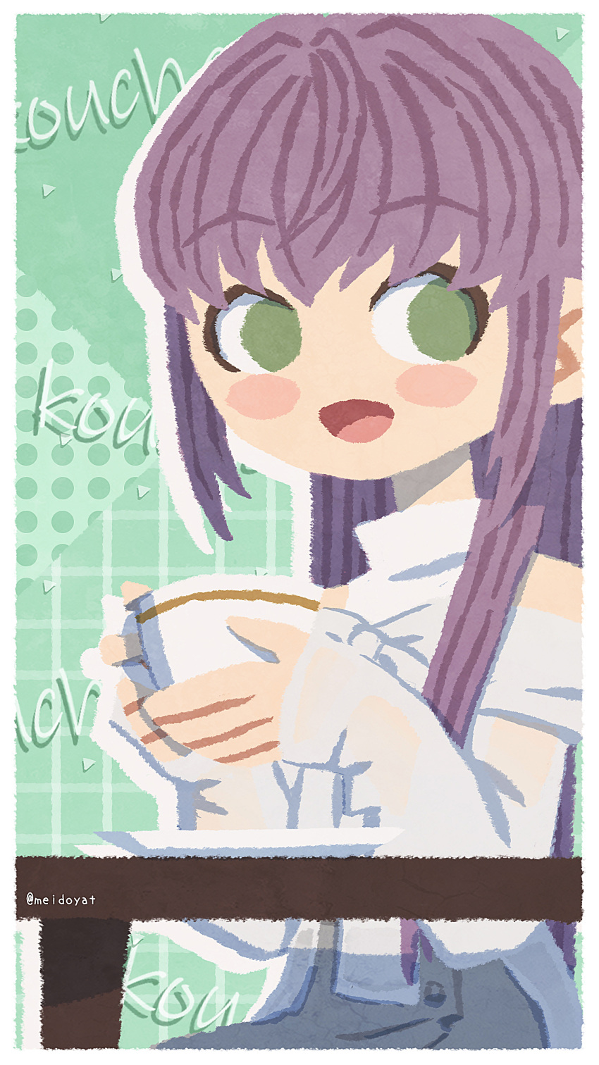 1girl, :d, absurdres, alt_text, blush_stickers, border, clothing_cutout, commentary