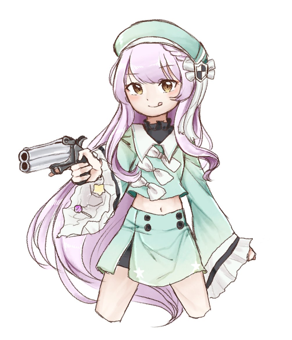 1girl, ahomushi994, aqua_dress, black_footwear, black_thighhighs, derringer, derringer_(girls'_frontline), dress