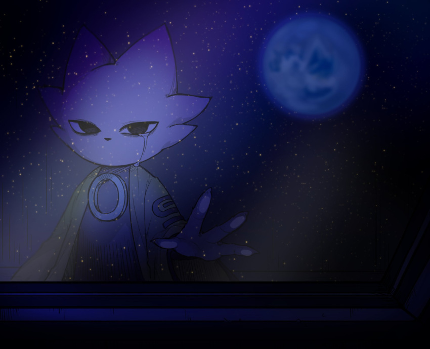 1boy, black_bodysuit, black_eyes, bodysuit, cat_boy, coat, crying, furry