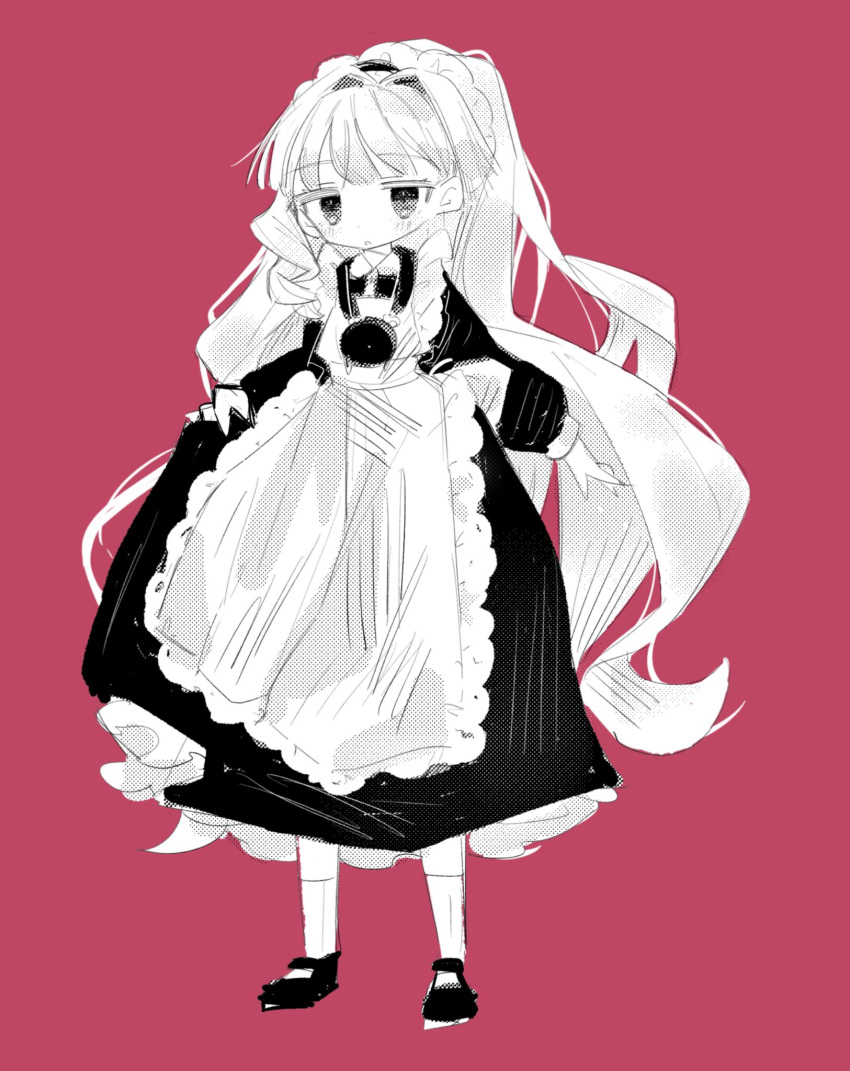 1girl, alternate_costume, apron, blush, dress, enmaided, erimo_kudryavka, erimo_kudryavka_(artist)