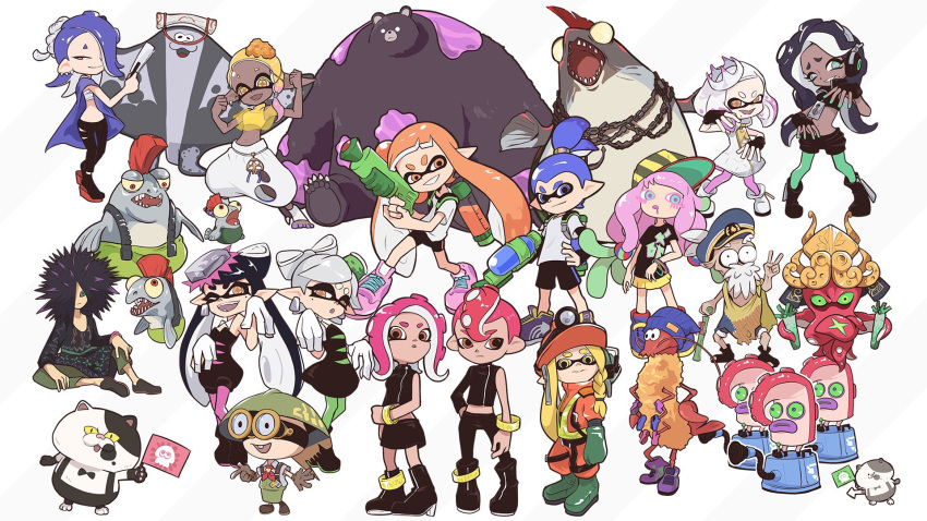 6+boys, 6+girls, agent_8_(splatoon), big_man_(splatoon), callie_(splatoon), cap'n_cuttlefish, chum_(splatoon), cohock_(splatoon)