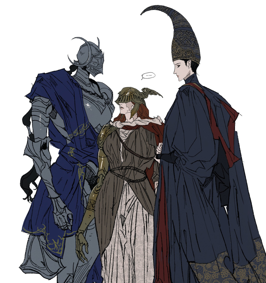 amputee, armor, blue_robe, blue_surcoat, cape, cbb_(tuucoo), conical_hat, covered_eyes