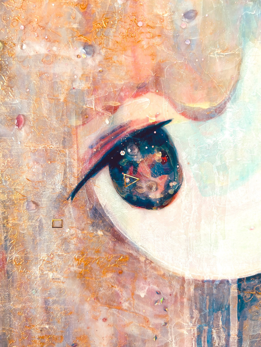 1girl, close-up, highres, looking_at_viewer, orange_hair, original, painting_(medium), solo