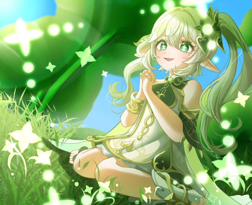 1girl, :d, bare_shoulders, bloomers, bracelet, cape, chinese_commentary, commentary_request