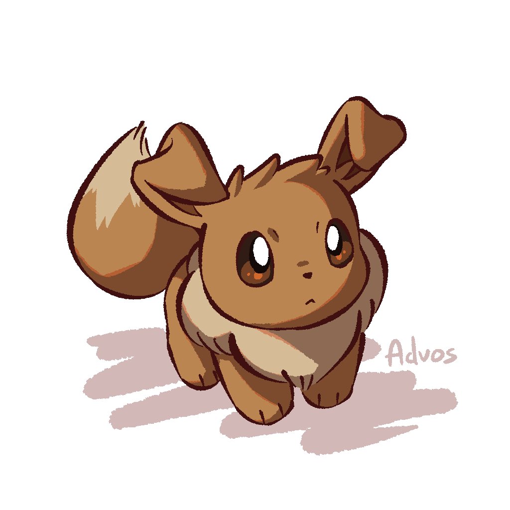 advos, artist_name, brown_eyes, brown_fur, eevee, no_humans, pokemon, pokemon_(creature)