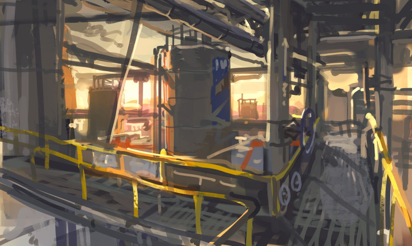 absurdres, building, catwalk_(walkway), commentary_request, day, highres, industrial, industrial_pipe