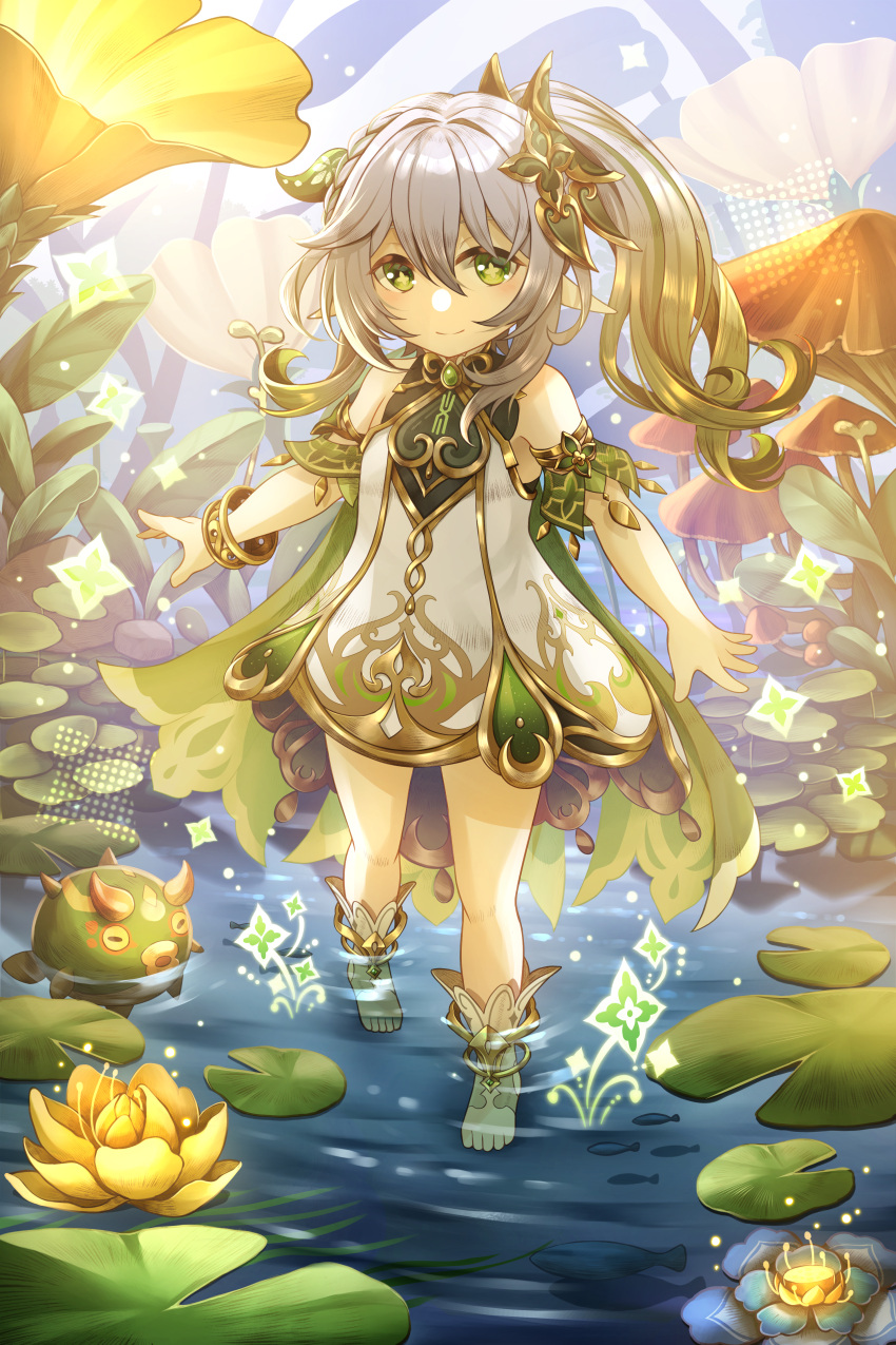 1girl, absurdres, ankoro, bare_shoulders, bracelet, commentary_request, day, detached_sleeves