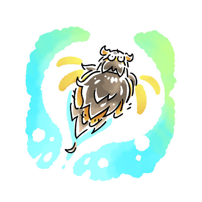 1boy, beard, chibi, chibi_only, deformed, drawn_wings, dungeon_meshi, dwarf