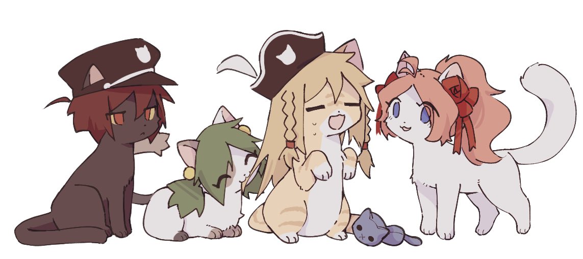 :3, animalization, anna_(epic_battle_fantasy), blonde_hair, blue_eyes, brown_eyes, brown_hair, cat