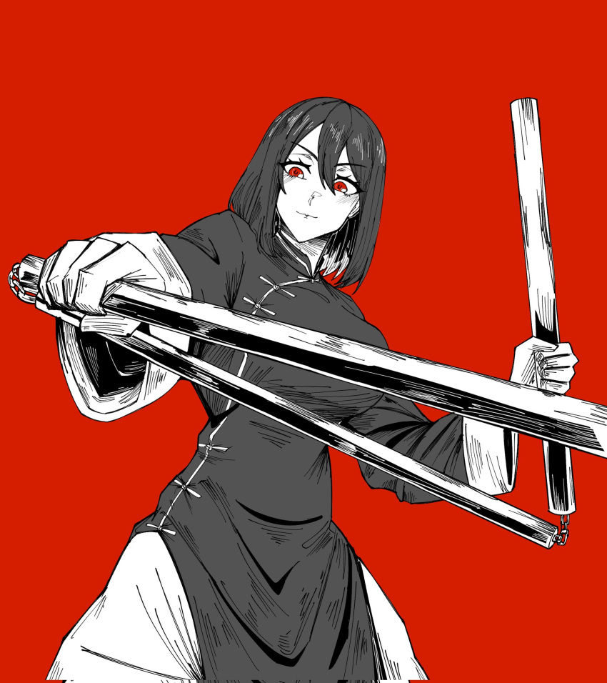china_dress, chinese_clothes, dress, fighting_stance, highres, kokoronokoibito, kung_fu, martial_arts