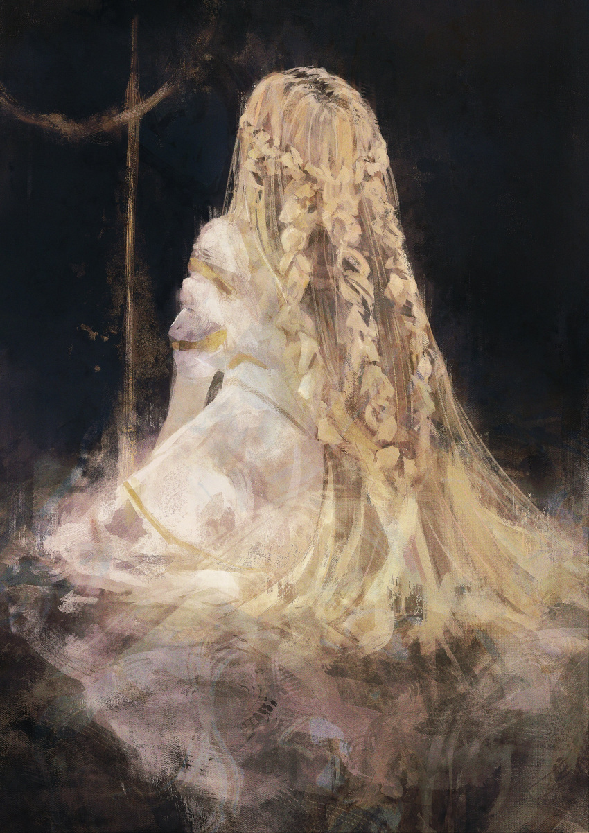 absurdres, androgynous, back, blonde_hair, braid, elden_ring, highres, kolario