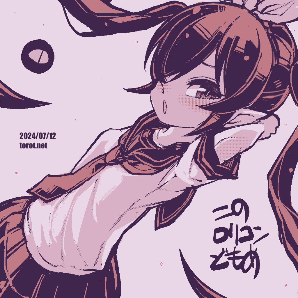 1girl, ;o, arm_behind_head, backbeako_(torotei), backbeard, blush, bow, commentary_request