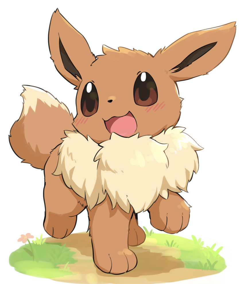 :3, :d, absurdres, animal_focus, eevee, facing_to_the_side, faux_figurine, full_body