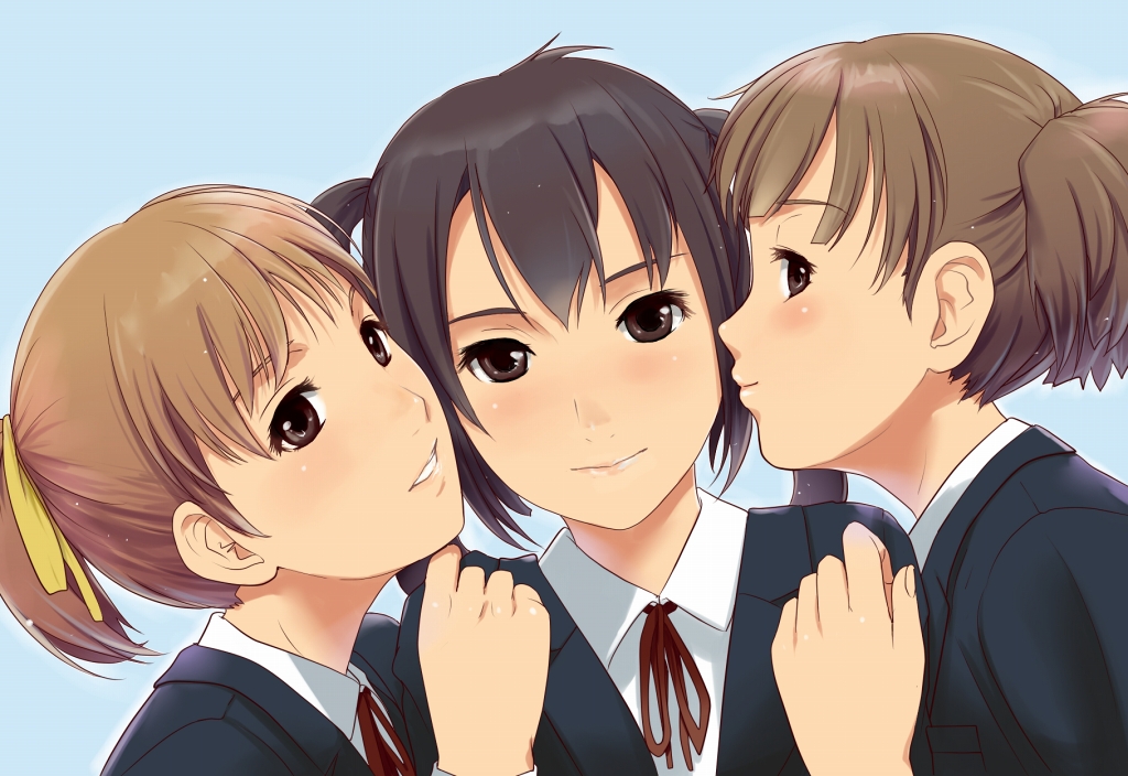 blazer, brown_hair, hirasawa_ui, k-on!, long_hair, munakata_(hisahige), nakano_azusa, ponytail