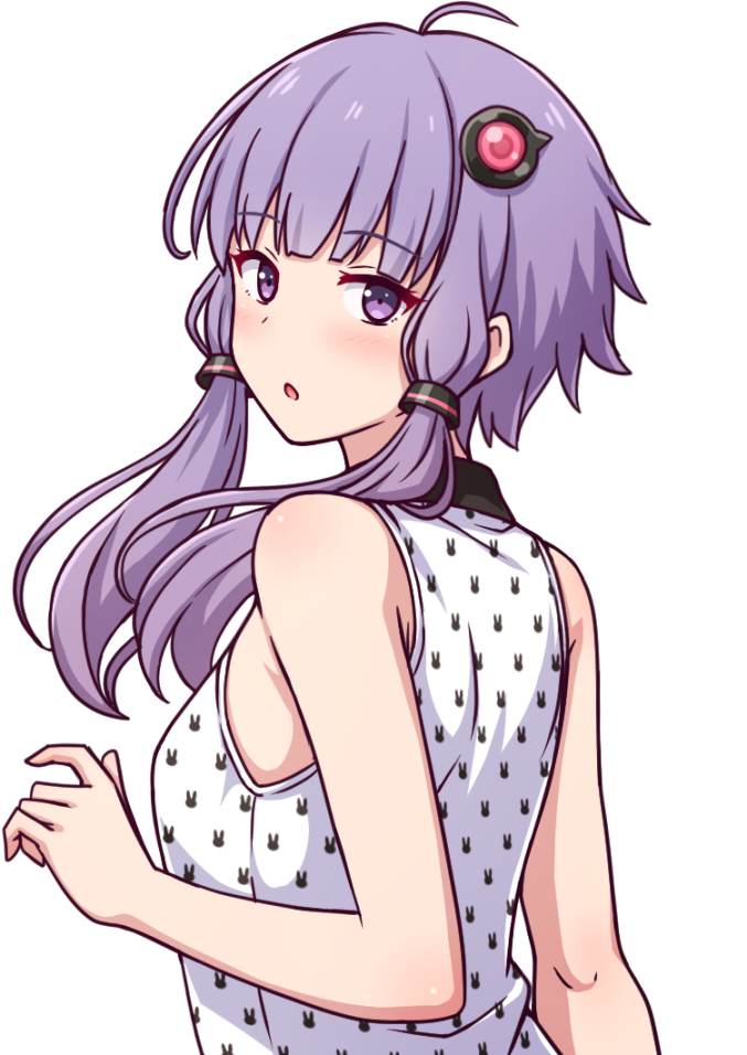 1girl, a.i._voice, animal_print, bare_shoulders, blush, breasts, commentary_request, hair_ornament
