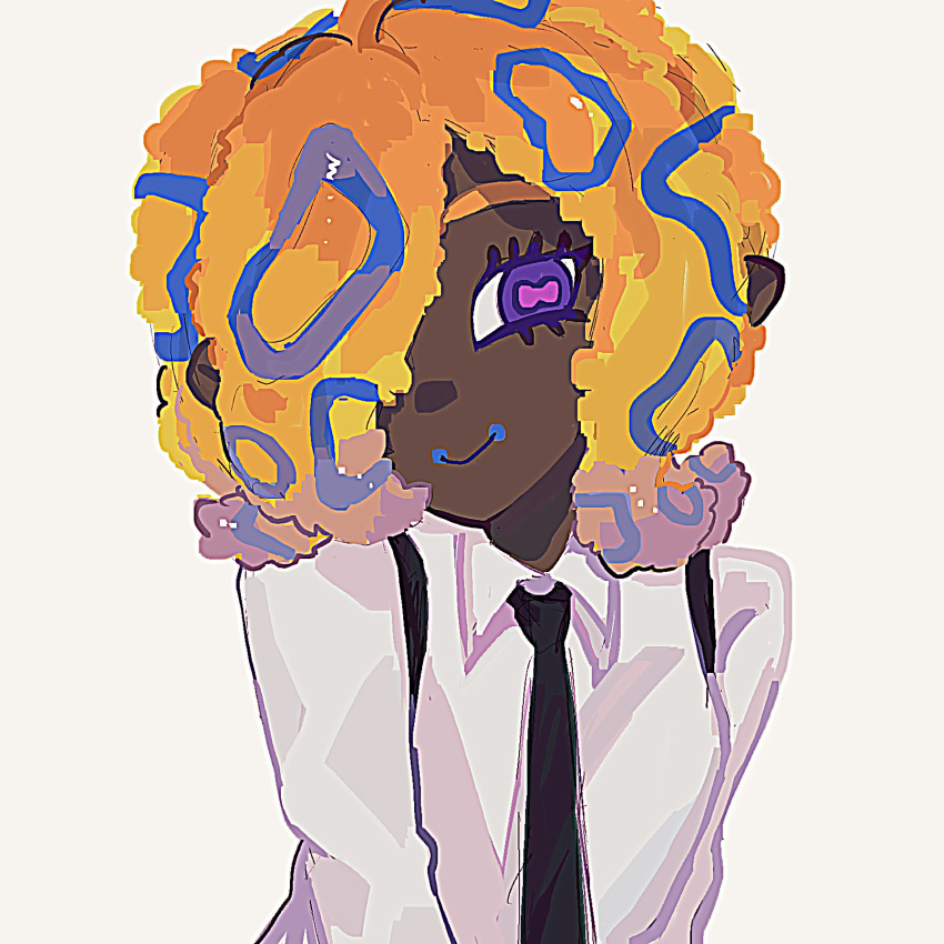 1girl, black_necktie, collared_shirt, dark-skinned_female, dark_skin, highres, kashi_xt, necktie
