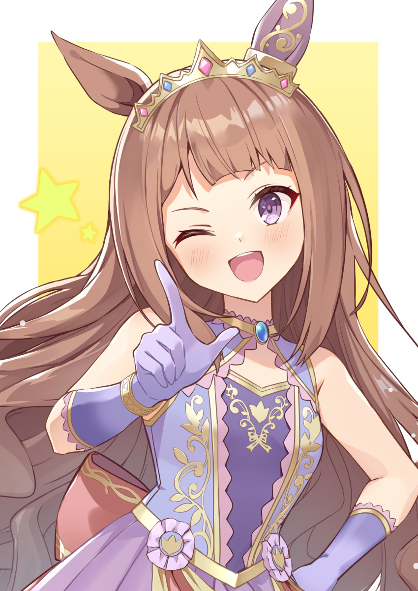 1girl, alternate_hairstyle, animal_ears, breasts, brown_hair, commentary_request, dress, highres
