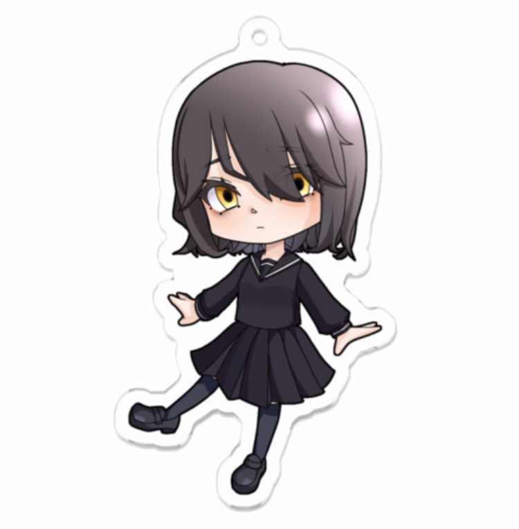 1girl, abstract_nonsense_(vocaloid), black_footwear, black_serafuku, black_socks, blurry, chibi, closed_mouth