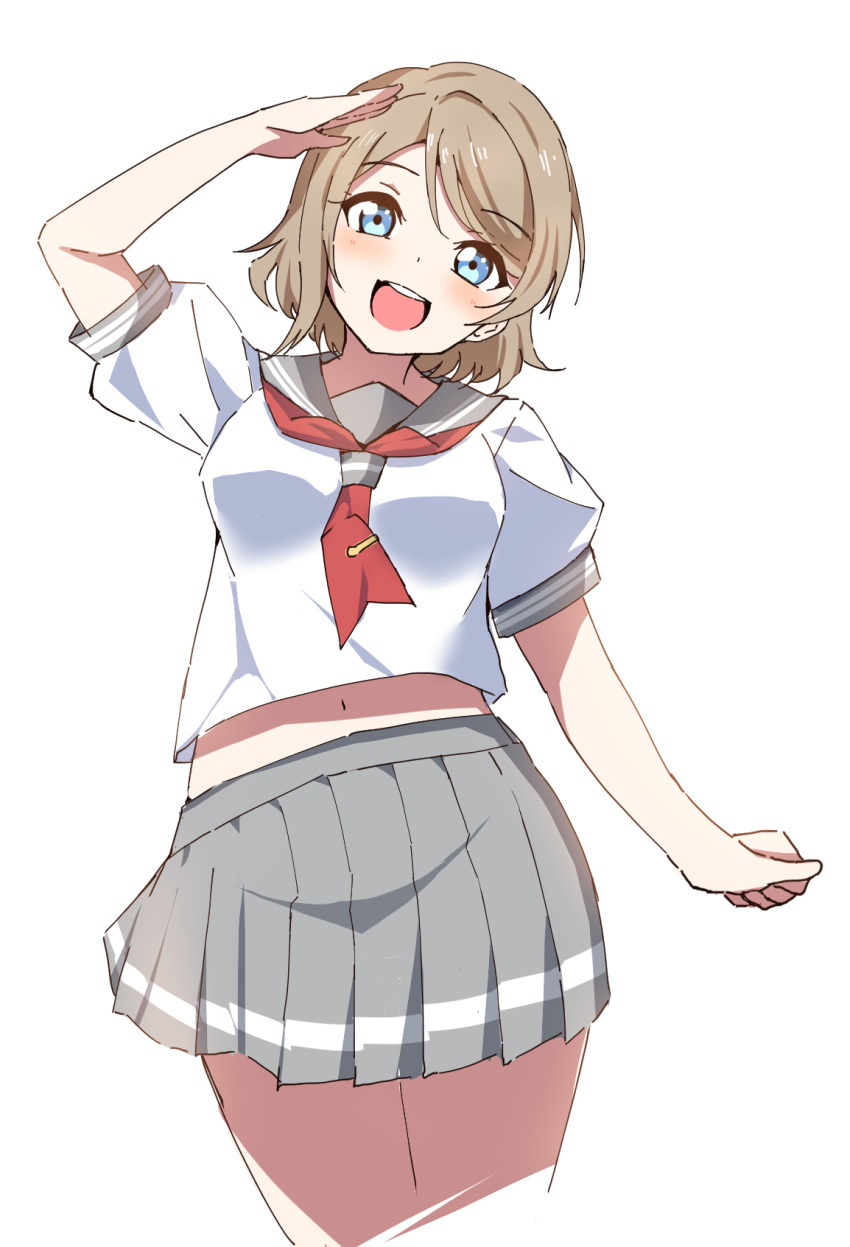 1girl, blue_eyes, blush, breasts, brown_hair, haruno_riku, highres, legs